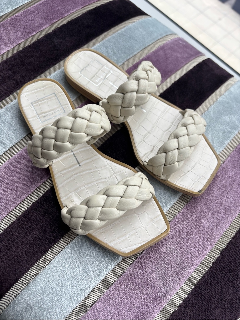 Dolce Vita Braided Double-Strap Slide Sandal - Cream